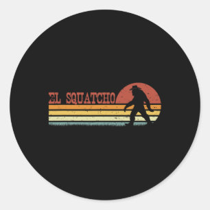 Adesivo Redondo El Squatcho - Retrô Engraçado Strips Bigfoot Cinco