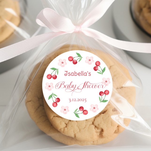 Adesivo Redondo Ela é a Cherry no Top Chá de fraldas (Criador carregado)