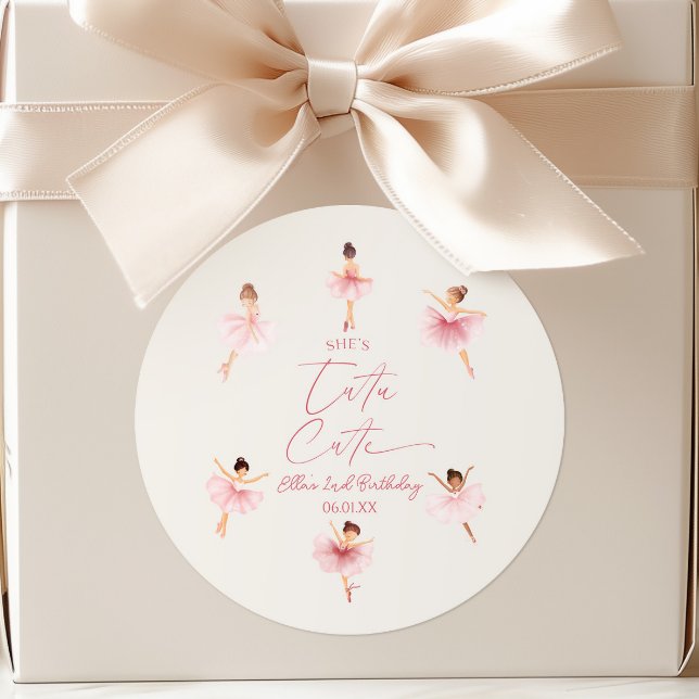 Adesivo Redondo Ela é a Festa de segundo aniversário Tutu Cute Pin (Criador carregado)