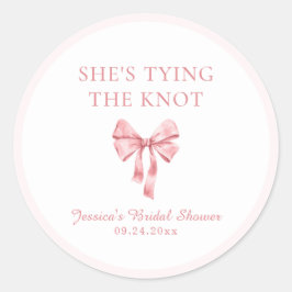 Adesivo Redondo Ela é Casando de Chá de coquete rosa suave