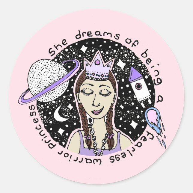 Adesivo Redondo Ela é destemida feminista (Frente)