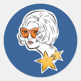 Adesivo Redondo Ela é um Estilo Retro Estrela