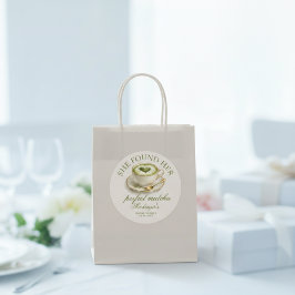 Adesivo Redondo Ela Encontrou seu Chá de Noiva Matcha Perfeito