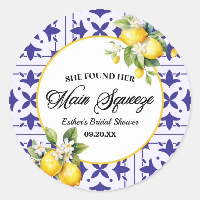 Adesivo Redondo Ela Encontrou Seu Esmagamento Principal Festa de N (Frente)