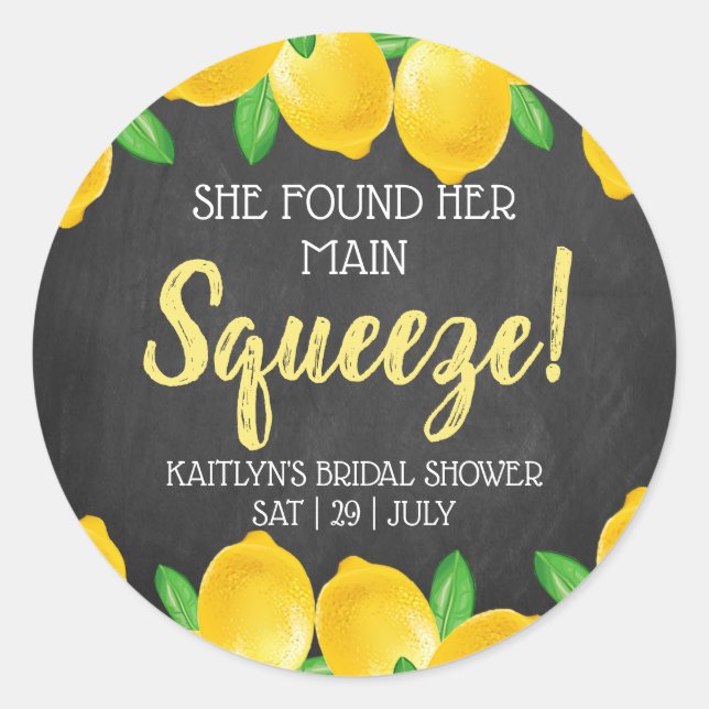 Adesivo Redondo Ela Encontrou Seu Esposo Limão Chá de Noiva (Frente)