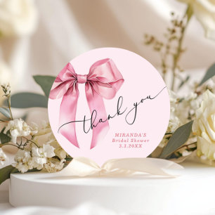 Adesivo Redondo Ela está dando o nó Laço Rosa Bridal Obrigada