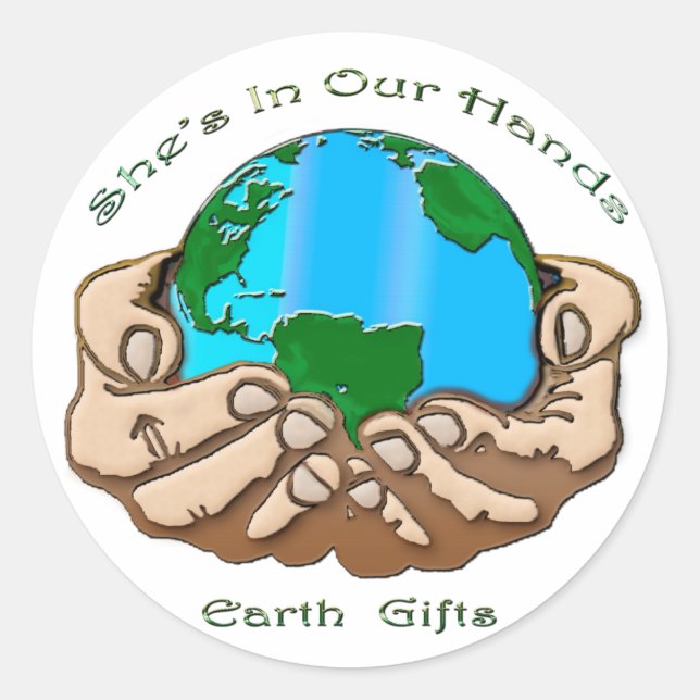 Adesivo Redondo ELA ESTÁ EM NOSSA Coleção DE MÃOS (Frente)