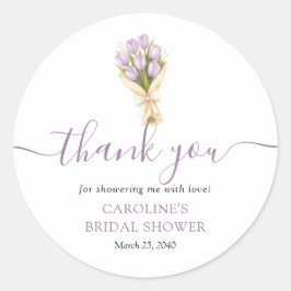 Adesivo Redondo Ela Está Fora do Mercado Tulipas Favor de Chuveiro