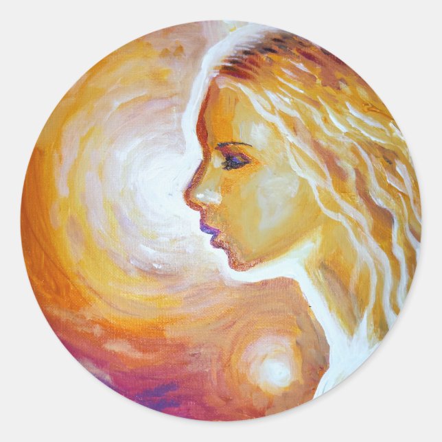 Adesivo Redondo Ela está observando as estrelas (Frente)