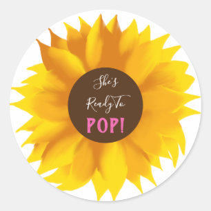 Adesivo Redondo Ela está pronta para Pop Sunflower Stickers