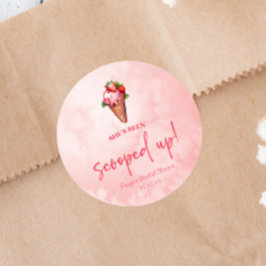 Adesivo Redondo Ela Foi Levada! Chuva de Noiva de Sorvete 