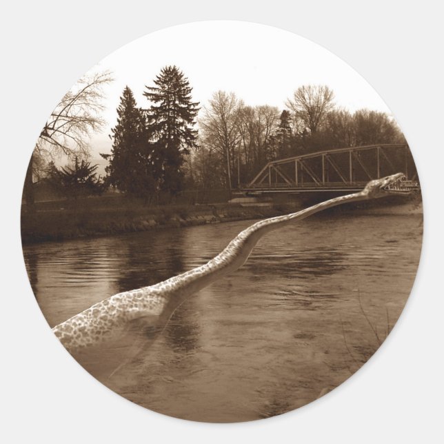 Adesivo Redondo Elasmosaurus Gifts (Frente)