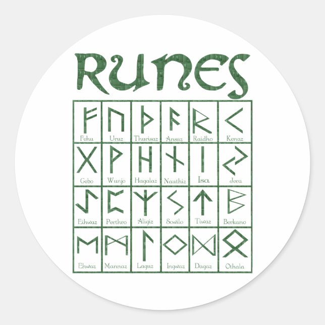 Adesivo Redondo Elder Futhark Runes (Frente)