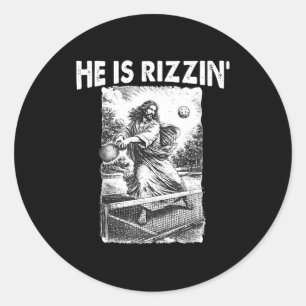 Adesivo Redondo Ele É Engraçado Rizzin Jesus Meme de Pickleball Cr