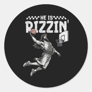 Adesivo Redondo Ele É o Cristão Rizzin Jesus Jogando Basquete Ea