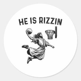 Adesivo Redondo Ele é religioso cristão Rizzin Jesus Basquete