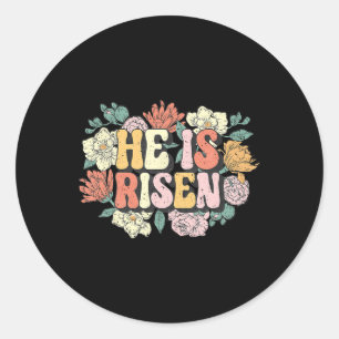 Adesivo Redondo Ele É Risen Floral Christian Felzs pascoa Women Gi