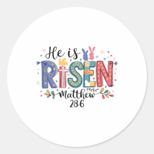 Adesivo Redondo Ele É Risen Jesus Felz pascoa Cristã Criança