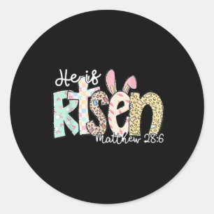 Adesivo Redondo Ele É Risen Jesus Felz pascoa Cristã Criança
