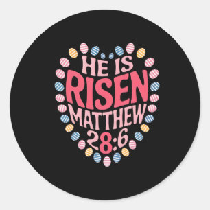 Adesivo Redondo Ele É Risen Matthew 286 Boho Floral Christian Bibl