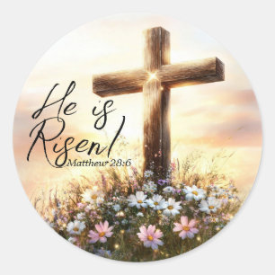 Adesivo Redondo Ele é Risen - Matthew 28:6