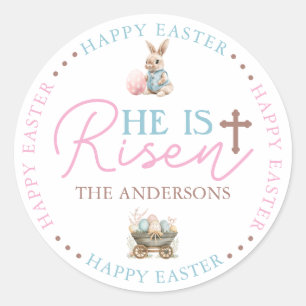 Adesivo Redondo Ele é Risen Pink & Blue Sticker