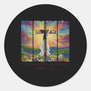Adesivo Redondo Ele É Risen Primavera Páscoa Jesus Cruzando Christ