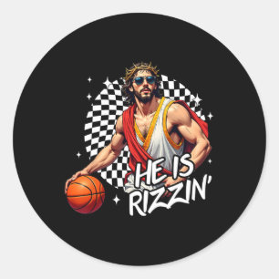 Adesivo Redondo Ele É Risen Rizzin Páscoa Jesus Christian Faith B