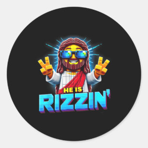Adesivo Redondo Ele É Rizzen Jesus Tem O Retro Christian Pixe