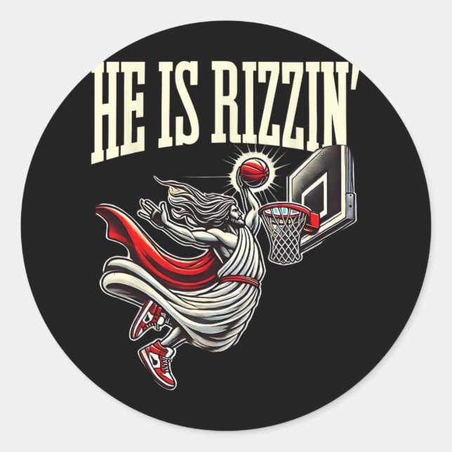 Adesivo Redondo Ele É Rizzin Engraçado Jesus Bysketll Meme (Frente)