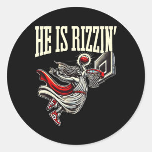 Adesivo Redondo Ele É Rizzin Engraçado Jesus Sketll Meme