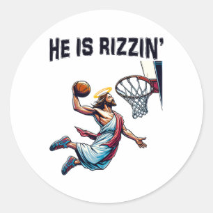 Adesivo Redondo Ele É Rizzin Jesus Páscoa De Basquete Para Criança