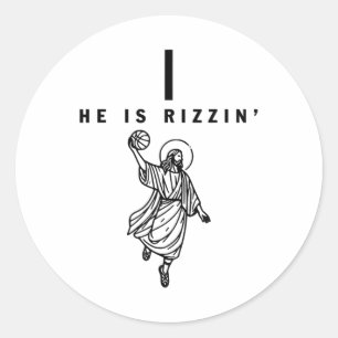 Adesivo Redondo Ele é Rizzin Páscoa Jesus Basquete Christian Rel