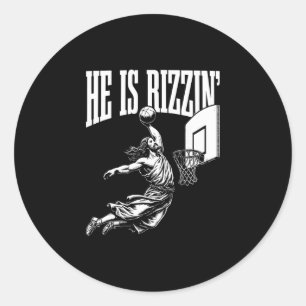 Adesivo Redondo Ele É Rizzin Piada de Páscoa Rizz Meme Sketll 