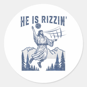 Adesivo Redondo Ele é Rizzin Voleibol Jesus Felz pascoa Engraçado