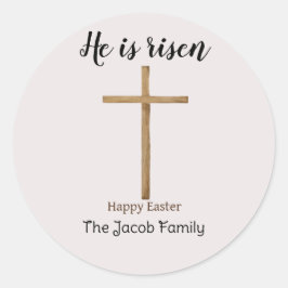 Adesivo Redondo Ele está levantado, Felz pascoa à família, religio