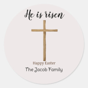 Adesivo Redondo Ele está levantado, Felz pascoa à família, religio