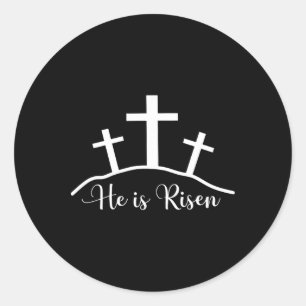 Adesivo Redondo Ele Está Riscado Cruzando Jesus Dia da Páscoa Reli