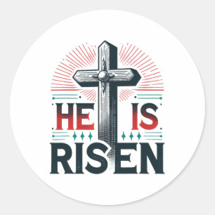Adesivo Redondo Ele Está Riscado, Jesus, Dia da Páscoa Cristã
