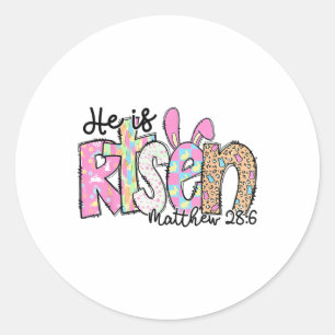 Adesivo Redondo Ele Está Risen Bunny Christian Cross Day