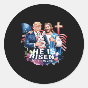 Adesivo Redondo Ele Está Risen Jesus Engraçado Nos Põe Na Bandeira