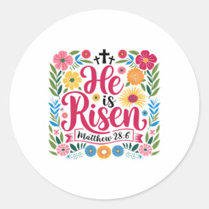 Adesivo Redondo Ele Está Risen Jesus Felz pascoa Cristão Ver
