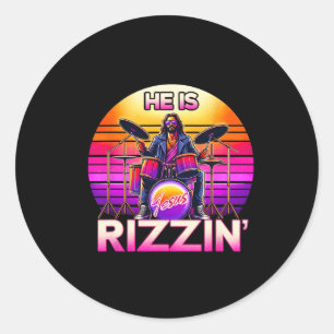 Adesivo Redondo Ele Está Rizzando Jesus Tem Rizzen Retro Christian