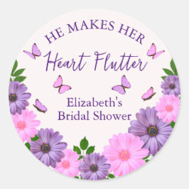Adesivo Redondo Ele Faz Seu Coração Bater Asa Bridal Shower