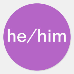 Adesivo Redondo Ele/Him Pronoun Sticker para nomes