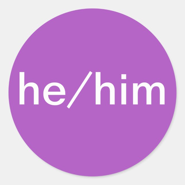 Adesivo Redondo Ele/Him Pronoun Sticker para nomes (Frente)