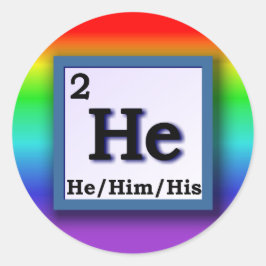 Adesivo Redondo Ele - Mesa periódica pronome no arco-íris