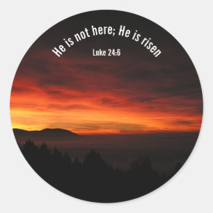 Adesivo Redondo Ele não está aqui. Ele é Risen - Sticker