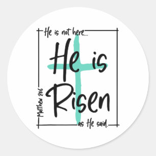 Adesivo Redondo Ele Não Está Aqui, Ele Está Riscado Jesus Cruz Cri