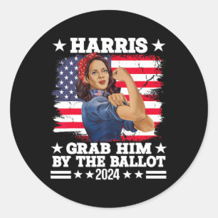 Adesivo Redondo Ele Pela Votação Kamala 2024 Funny Harris Eleição